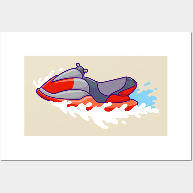 Jet Ski Boat Cartoon Wall Art by Catalyst Labs